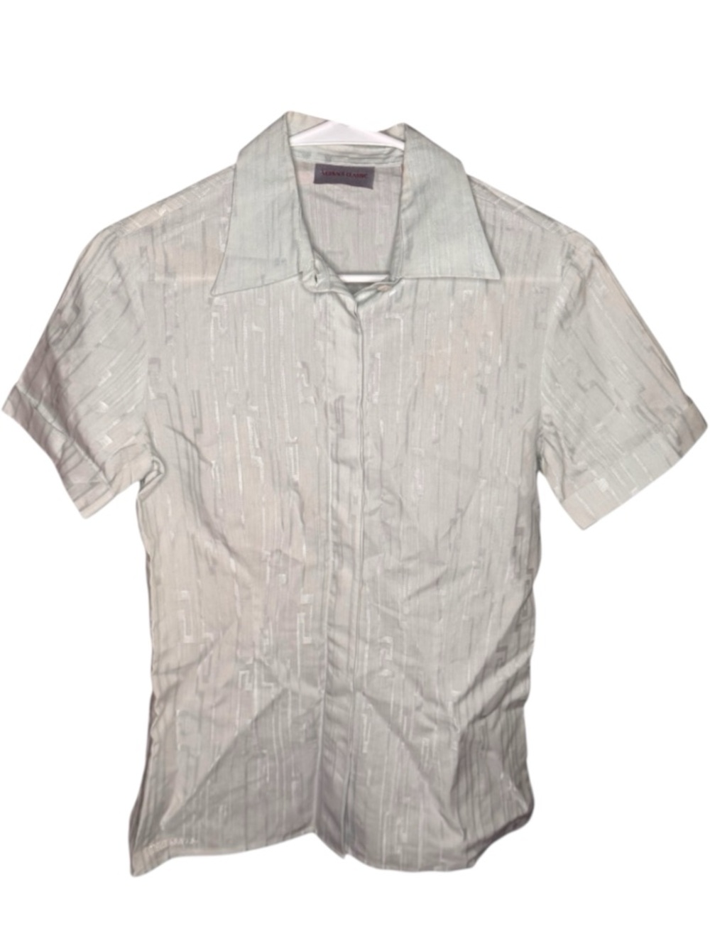 Versace Classic Icy Blue Button Down Lightweight Summer Top
